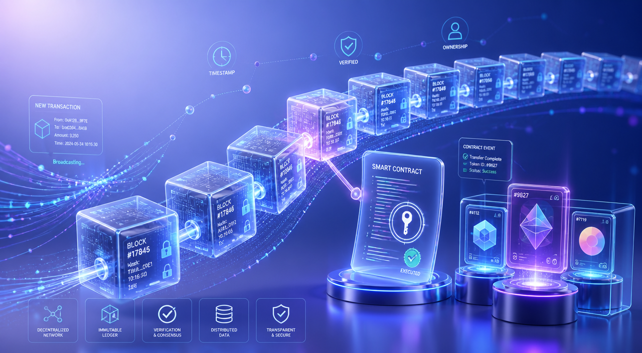 Blockchain and Web3 concepts explained: ledgers, smart contracts and digital collectibles
